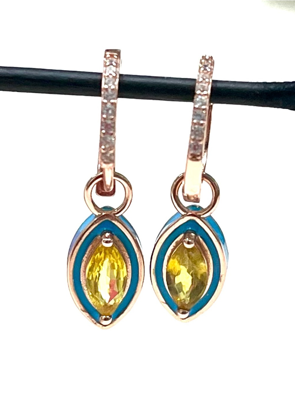 1ct Natural Sapphire 14KGP Drop Earrings